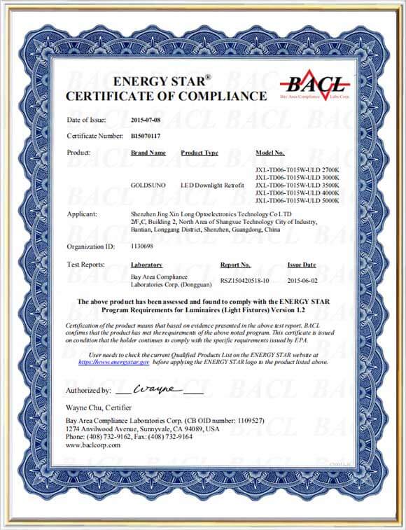 Energy Star Certification