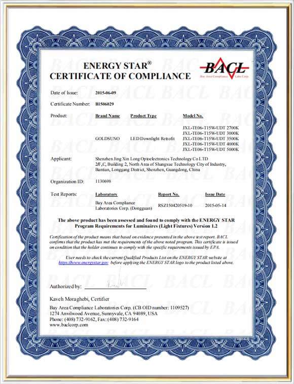 Energy Star Certification