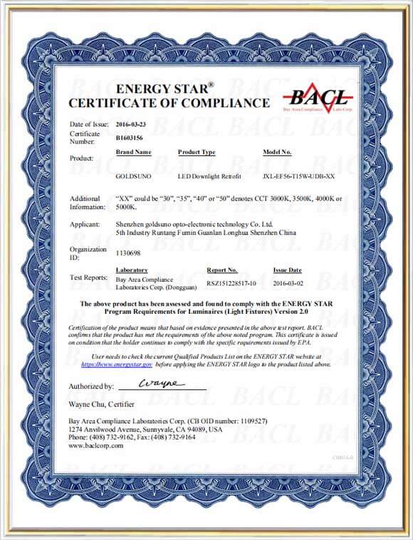 Energy Star Certification