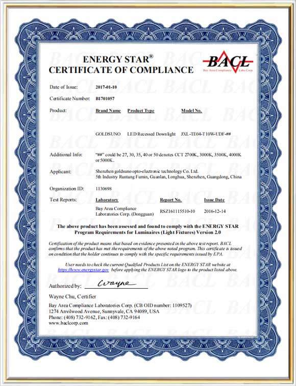 Energy Star Certification
