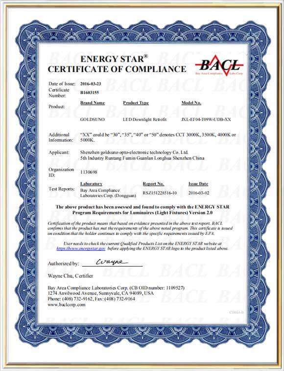 Energy Star Certification
