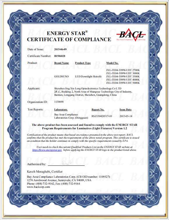 Energy Star Certification