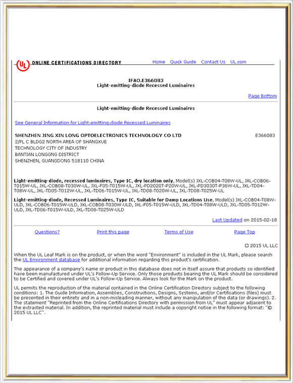 Recessed LED UL Certification