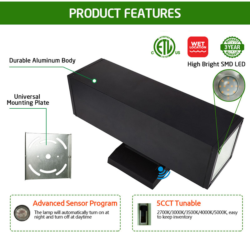 up and down outdoor wall light product features
