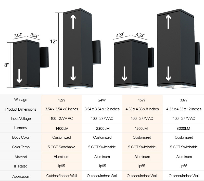 up and down outdoor wall light series
