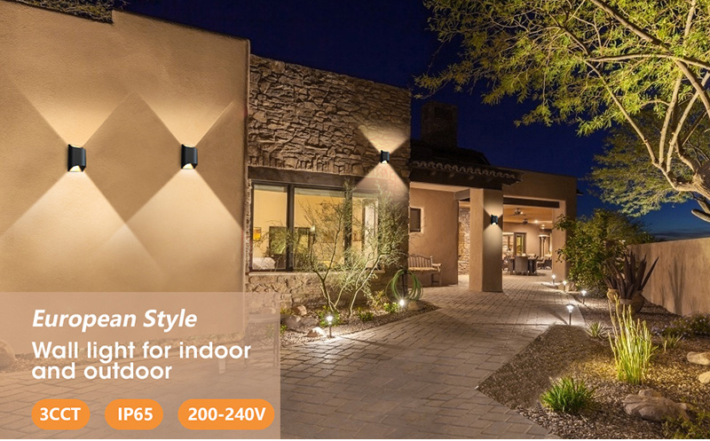 European Style Outdoor Wall Lights 6 Inch 3CCT Selectable