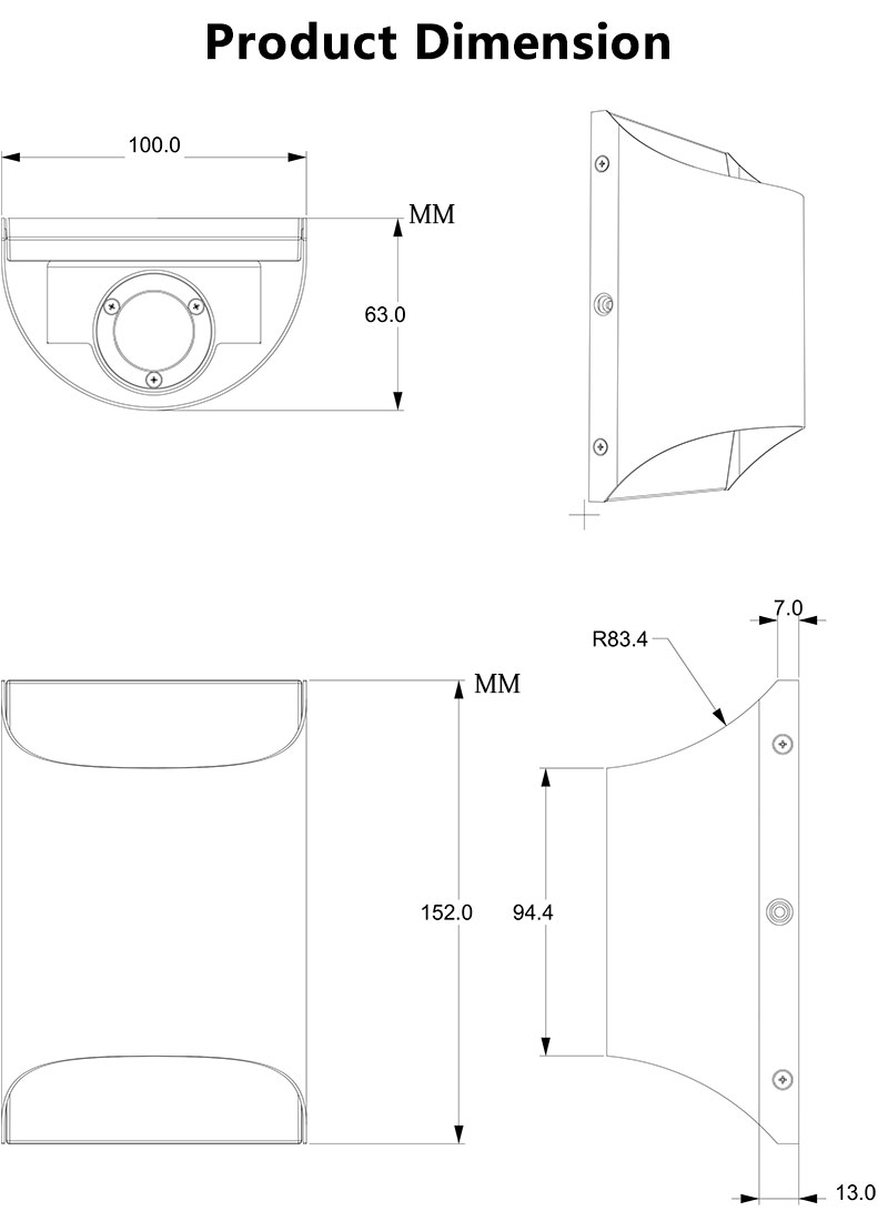 6 inch outdoor wall light product dimension