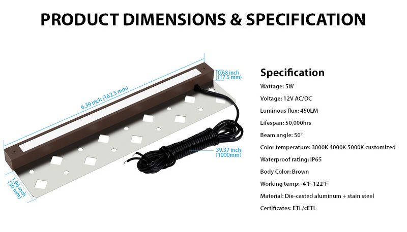 12 inch hardscape paver light product specification
