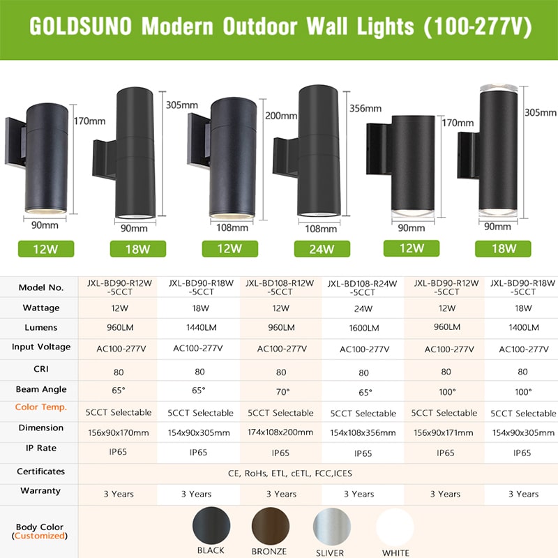 Cylinder Up and Down Wall Light Series