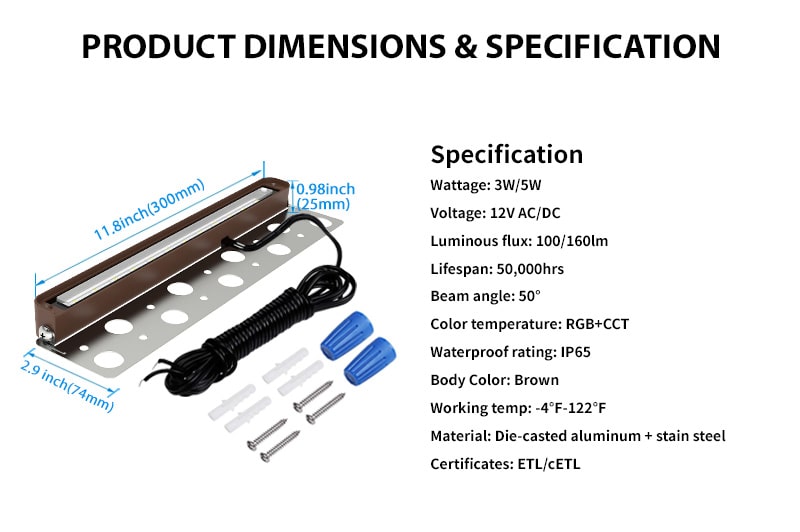 specifications of rgbw hardscape lights