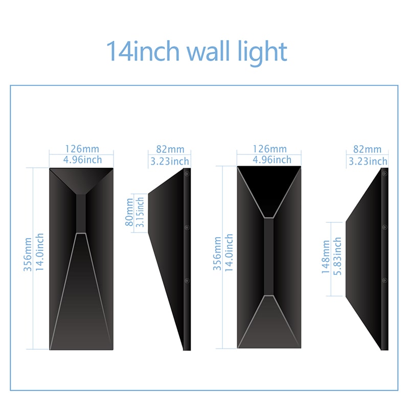 14 inch up down wall light prodcut size