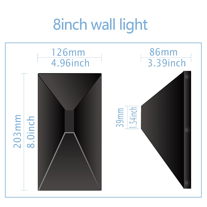 8 inch down wall light product size