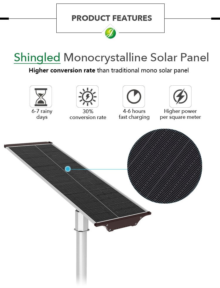 70w solar street light with shingled mono solar panel