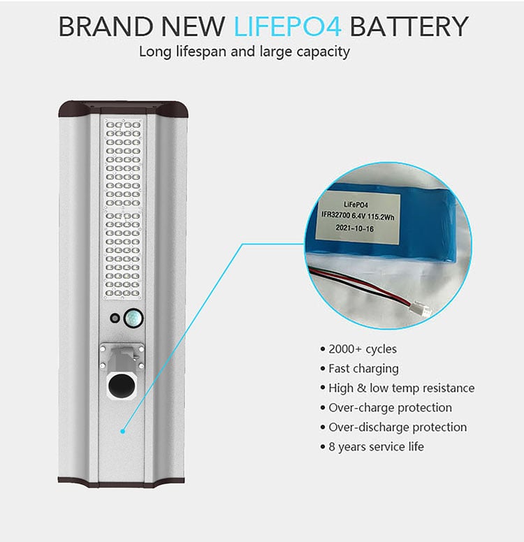 70w solar street light with lifepo4 battery