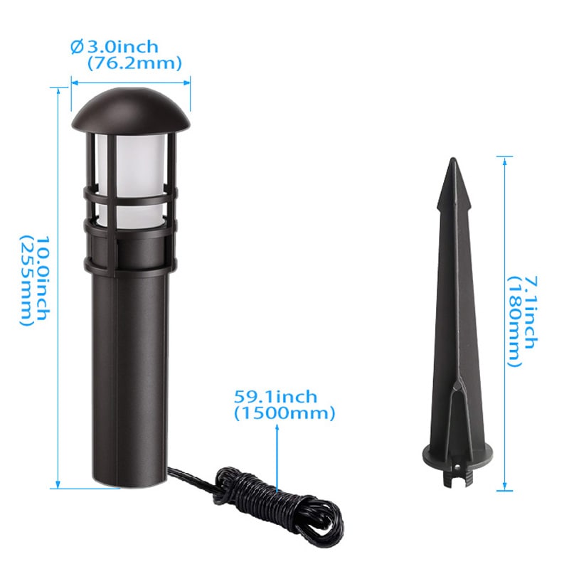 LED Pathway Bollard Light 3W Product Size