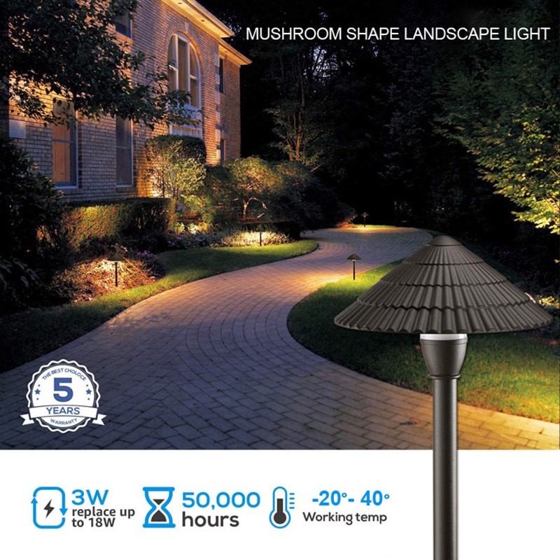 3W Mushroom Shape Path Lights 12V Low Voltage Landscape Lights