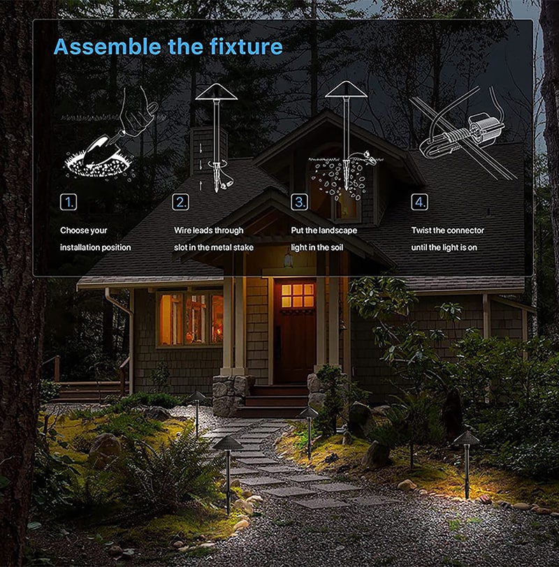 installation steps of 3w mushroom landscape light