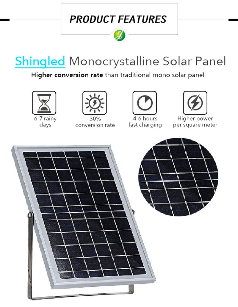 solar flood light with shingled mono solar panel