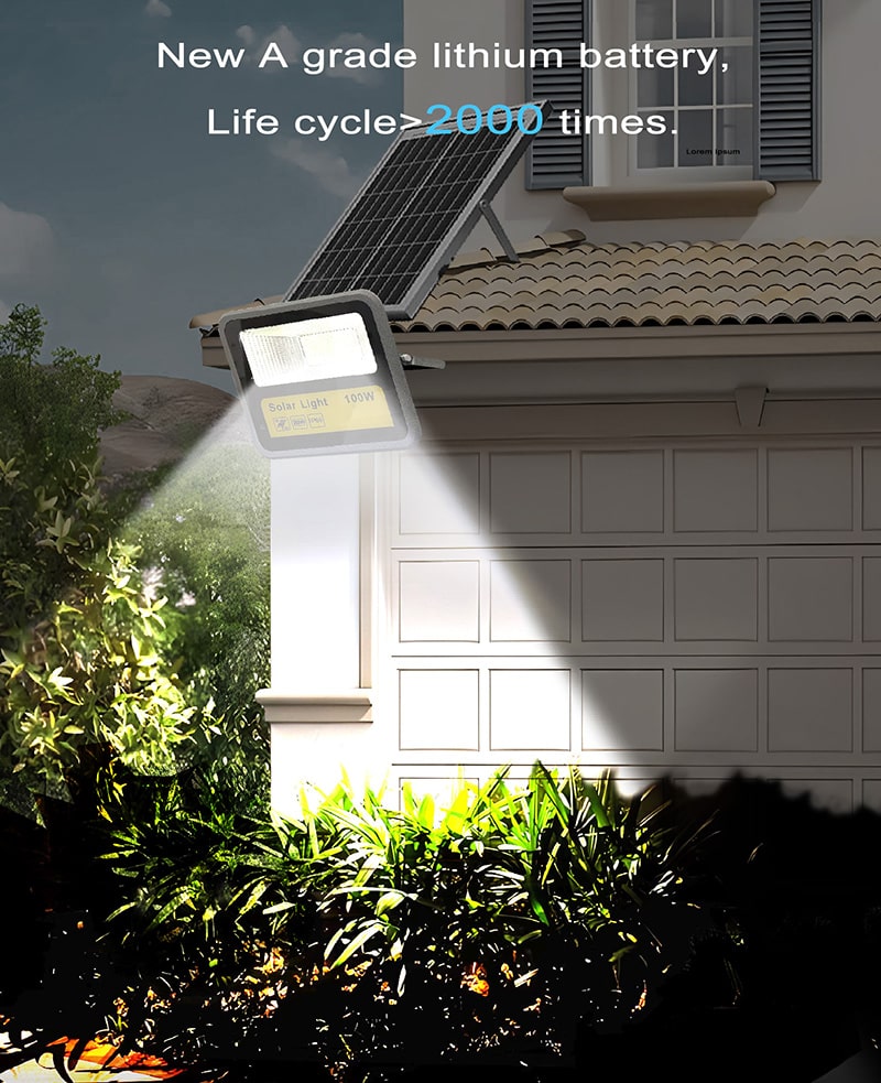 solar flood light with A grade lithium battery