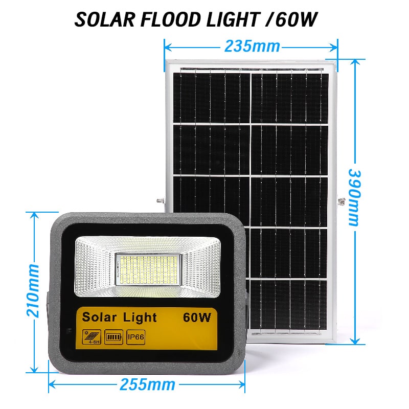 60w solar flood light product size large solar panel