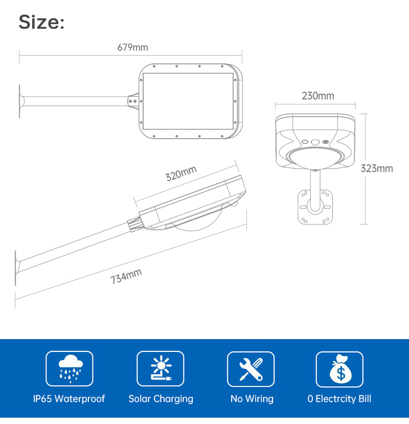 sizes of 20w solar street light