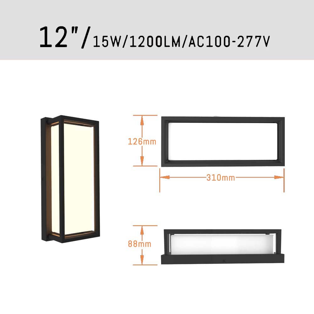 sizes of 12 inch led wall lights