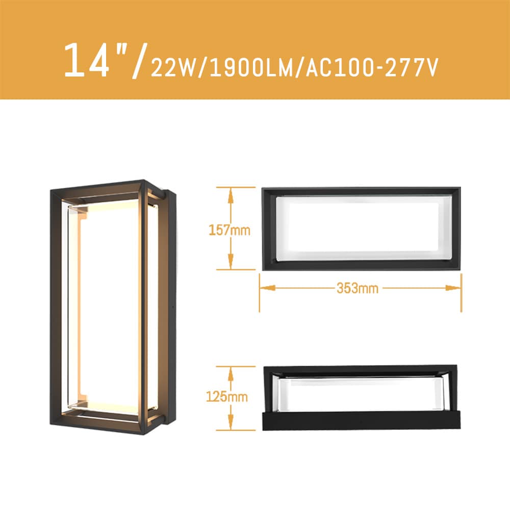 sizes of 14 inch led wall light