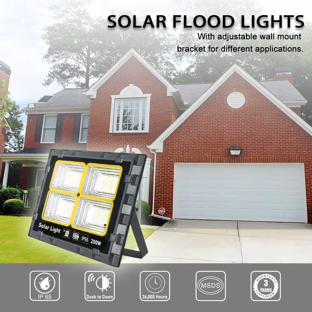 200w solar flood lights with adjustable wall mount