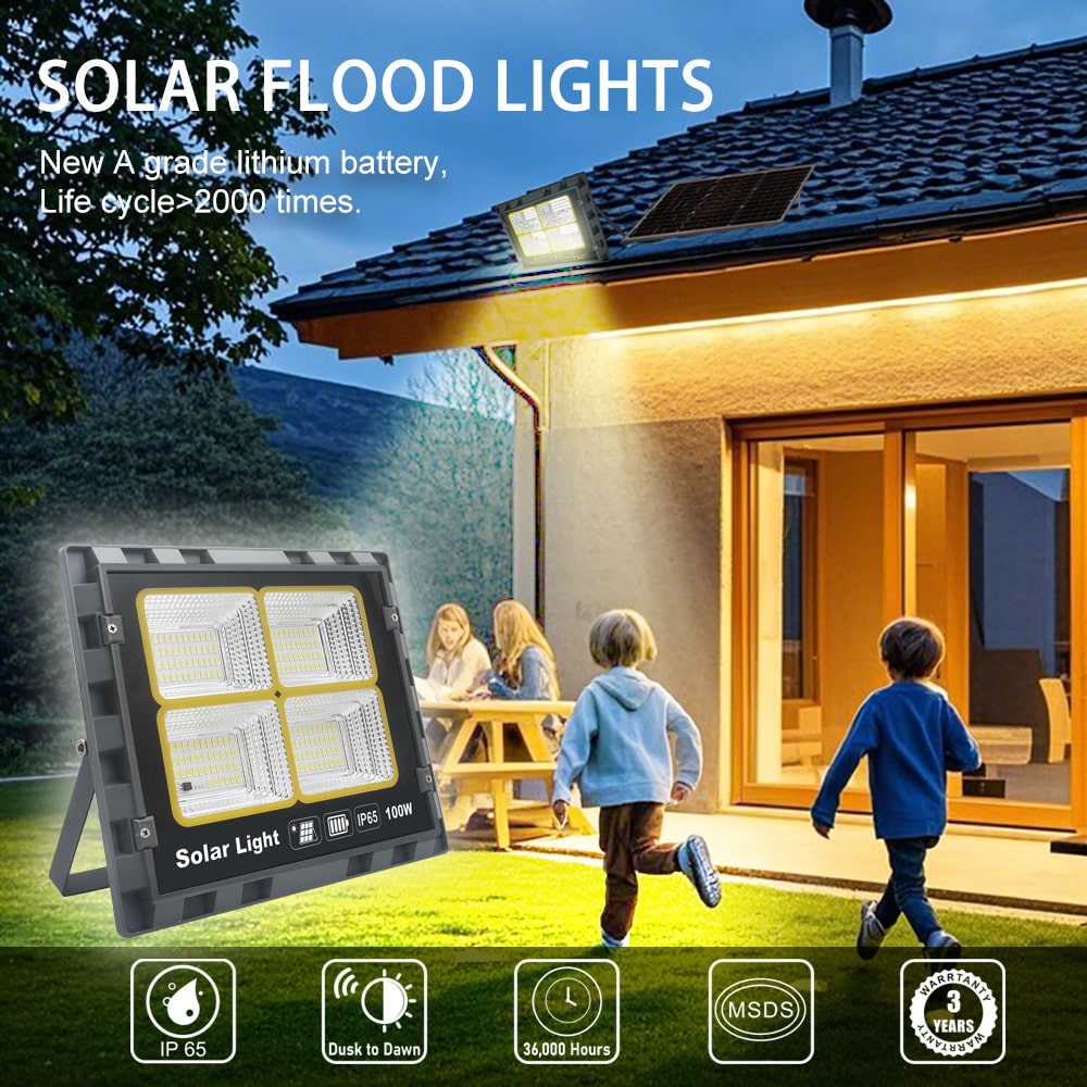 60w solar flood lights with A grade lithium battery