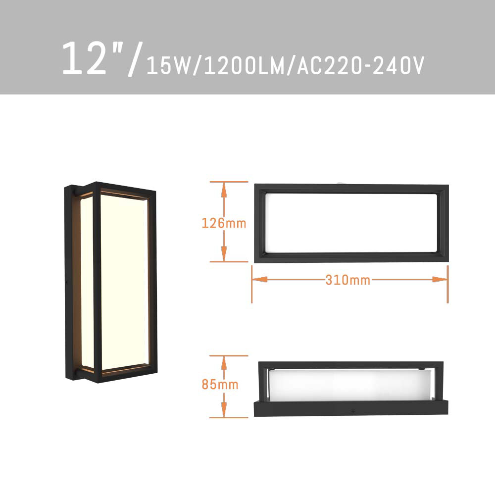 sizes of 12 inch warm white led wall lights