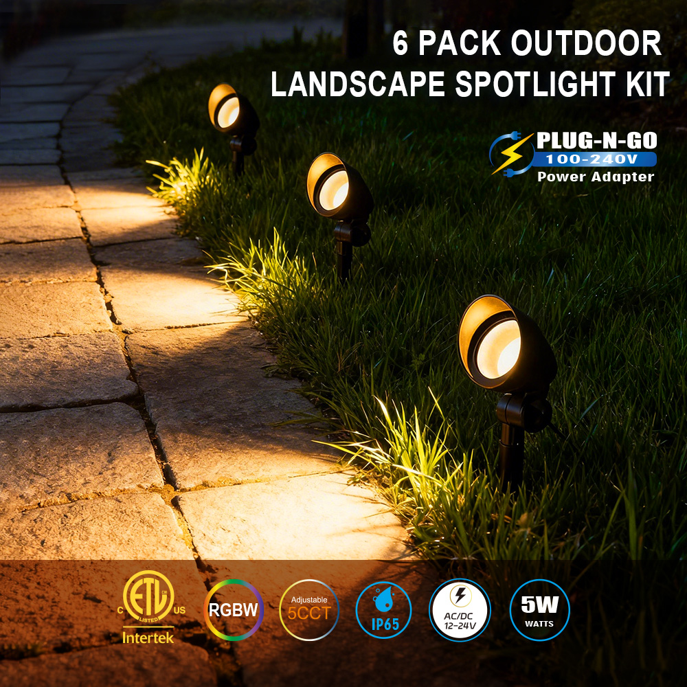 6 Pack Low Voltage Landscape Spotlight Kit
