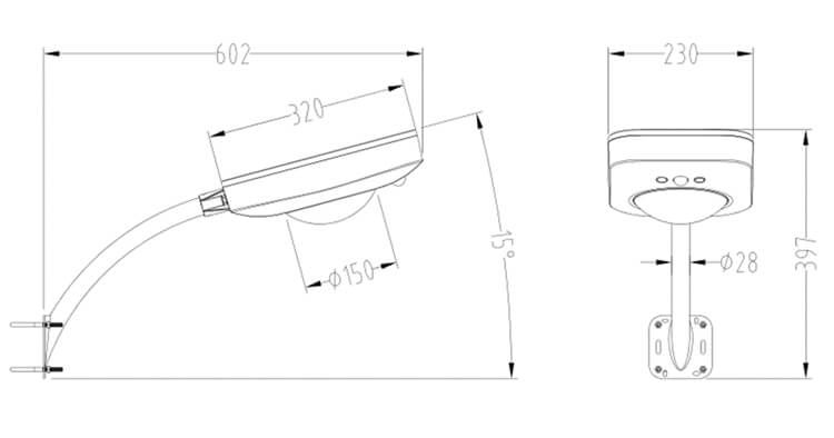 8W Solar Courtyard Light Product Dimension