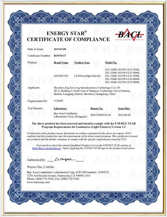 Energy Star Certification