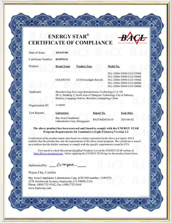 Energy Star Certification