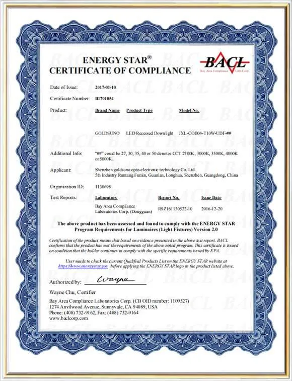 Energy Star Certification