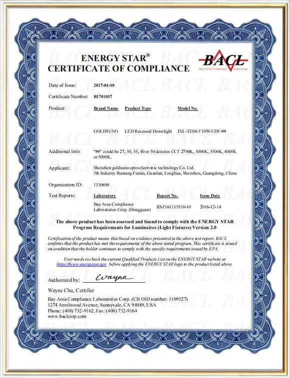 Energy Star Certification