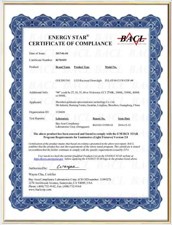 Energy Star Certification