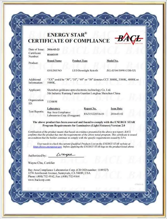 Energy Star Certification
