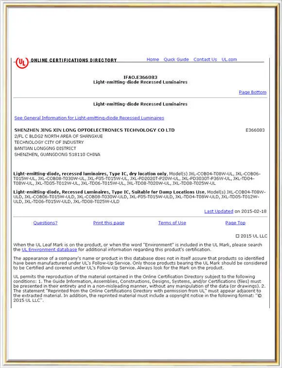 Recessed LED UL Certification