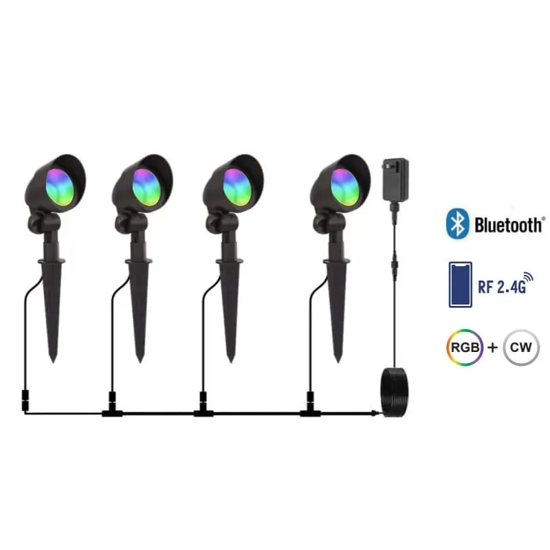 Low Voltage Landscape Lighting Kit with Transformer 5W RGBW Color Changing
