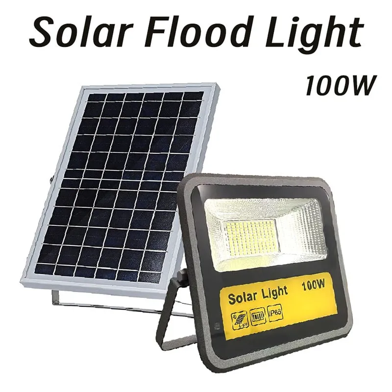100W Solar Flood Lights, 100 Watt Auto Dusk to Dawn Solar Security Lights