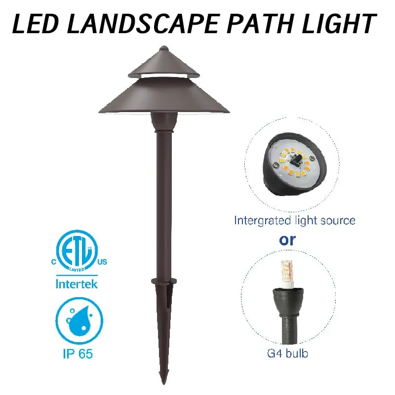 3W Umbrella Shape Path Lights 12V 2-Lay Low Voltage Landscape Lights