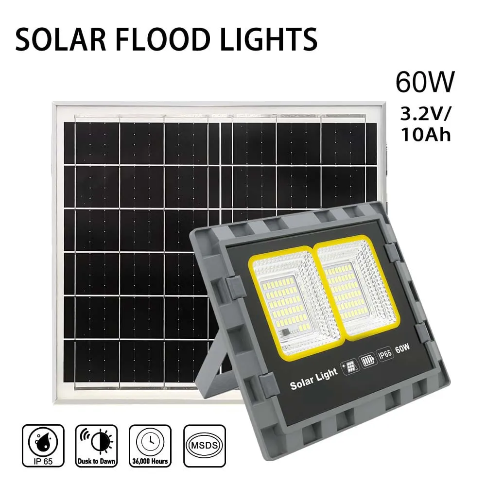 60W Solar Flood Lights, 5400 Lumen With 6V/15W Mono Solar Panel