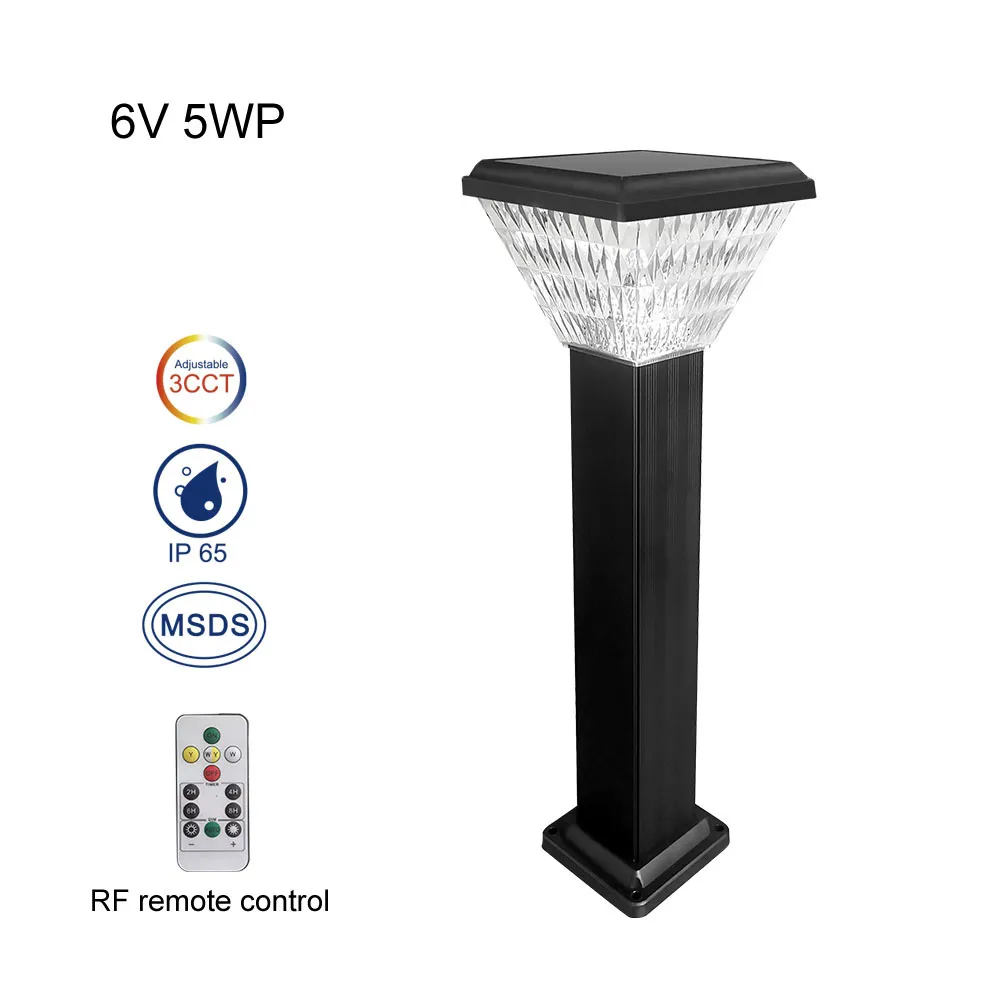 5W Solar Post Lights 0.7M Height 3000K 4000K 6000K 3CCT Tunable LED Solar Garden Lights