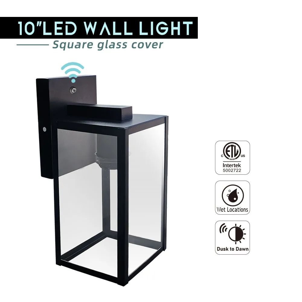 10 Inch Light Source Replaceable E26 Sockets & Glass Shade Outdoor Wall Lights