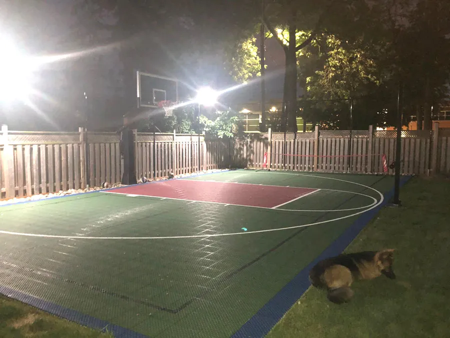 Goldsuno 20W Solar Garden Lights Lighting at A Basketball Court in Canada